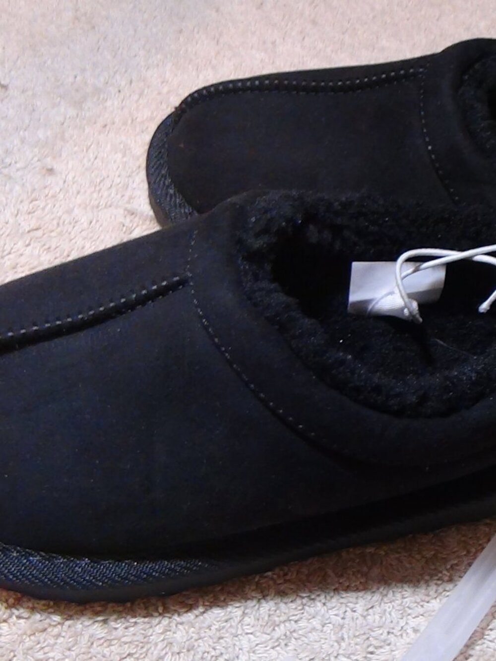 Cat & Jack Jude Black Faux Fur Lined Suede Slip On Slippers Toddler Size 9